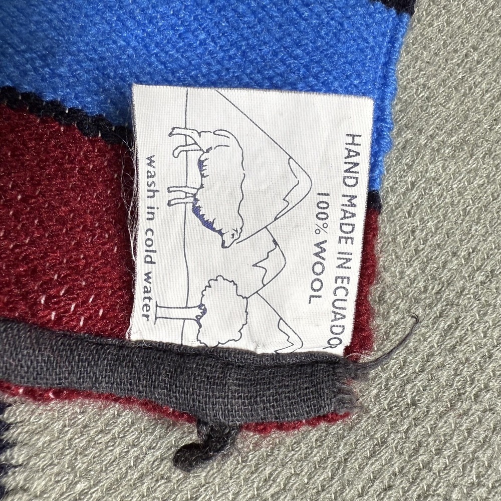 Vintage Peruvian Tapestry Hand Woven Wool Farm Landscape South America 25 X 41 - Picture 6 of 9